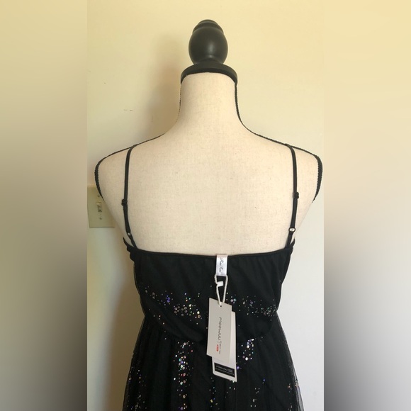 NWT Dress; Colorful Sequins; Spaghetti Straps; Asymmetrical Hemline; Fully Lined - Picture 3 of 14